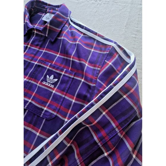 NWOT Authentic Men's Adidas x Korn Heavy Duty Plaid Flannel Overshirt (M) - Picture 4 of 16